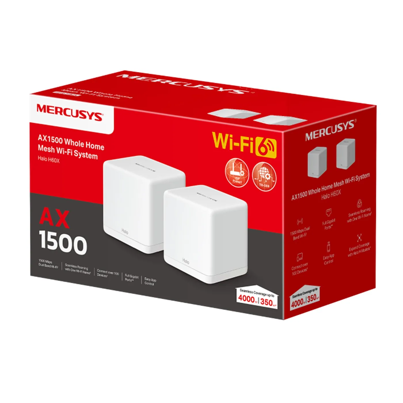 [021425] [HALO-H60X-2PACK] Mercusys - Router Inalambrico Wi-Fi 6 Doble Banda Mesh AX1500 [2 Unidades]