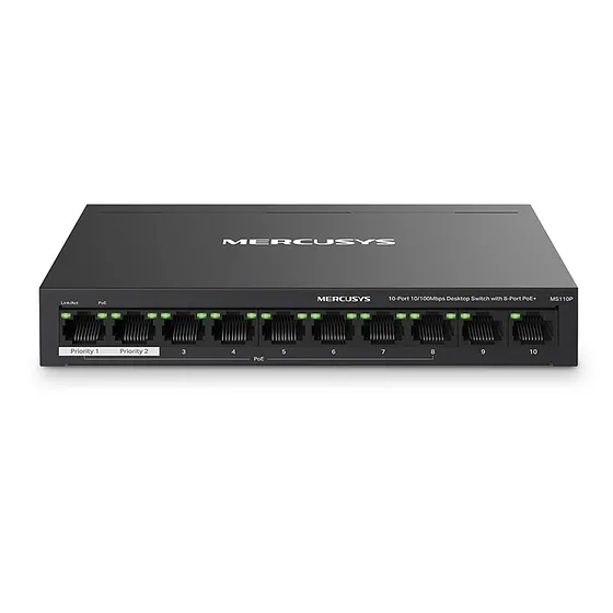 [021447] [MS110P] Mercusys - Switch de Escritorio de 10 Puertos y 8 POE