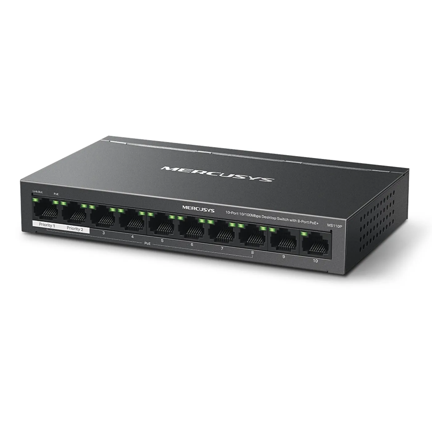 [021447] [MS110P] Mercusys - Switch de Escritorio de 10 Puertos y 8 POE