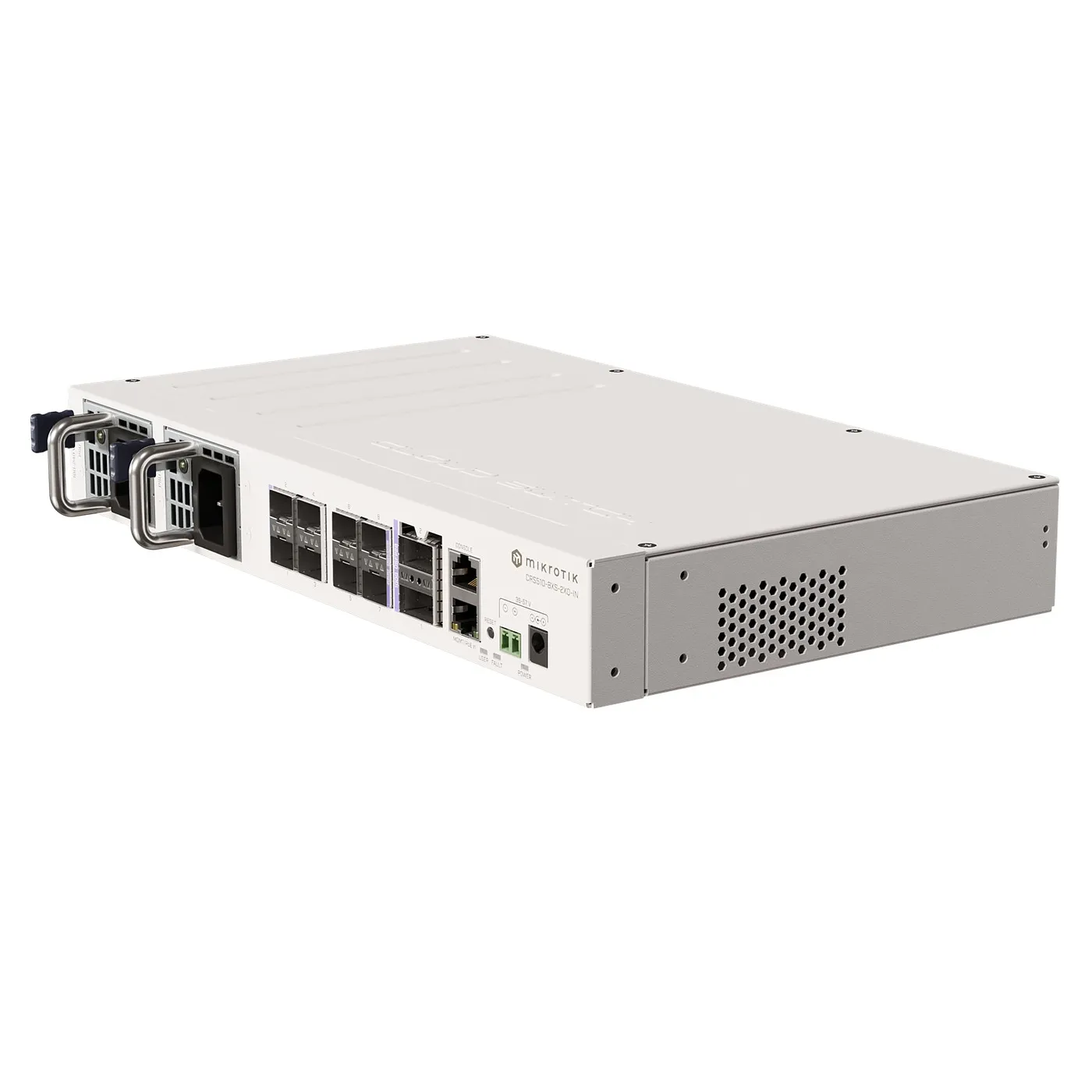 [021592] [CRS510-8XS-2XQ-IN] Mikrotik -  Cloud Router Switch de 2 Puertos 100 Gigabit QSFP28 8 Puertos 25 Gigabit SFP28 802.3 bt PoE-in