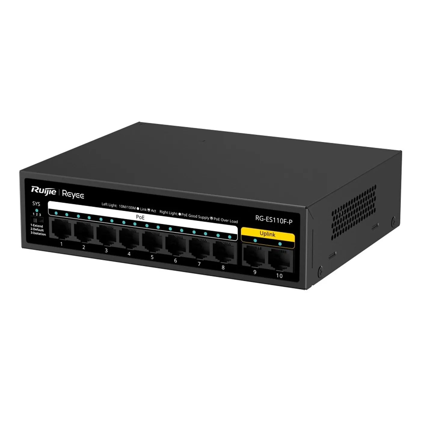 [021622] [RG-ES110F-P] Ruijie/Reyee - SMB Switch PoE+ 10 Puertos 10/100 Mbps 110 W Carcasa de Acero