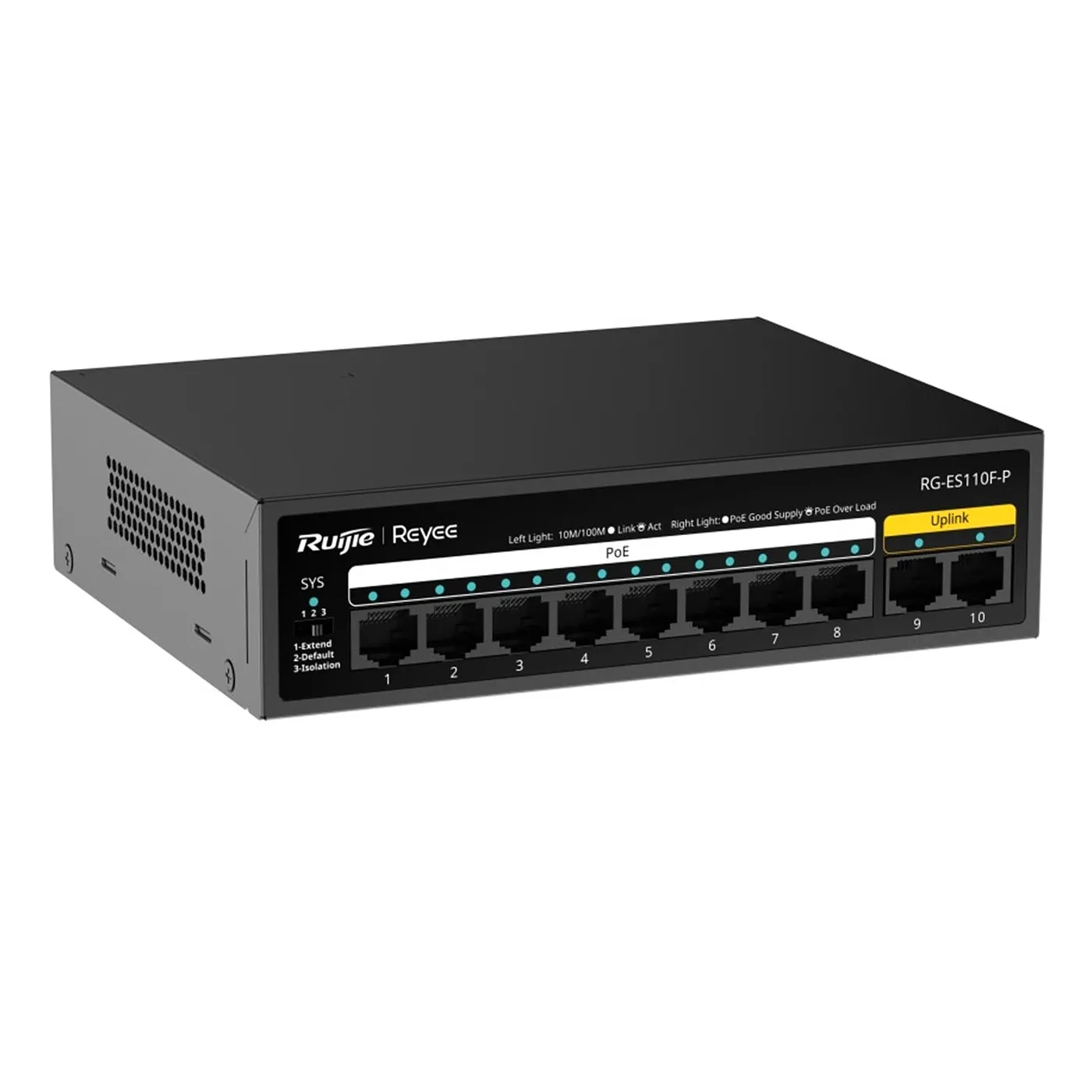 [021622] [RG-ES110F-P] Ruijie/Reyee - SMB Switch PoE+ 10 Puertos 10/100 Mbps 110 W Carcasa de Acero