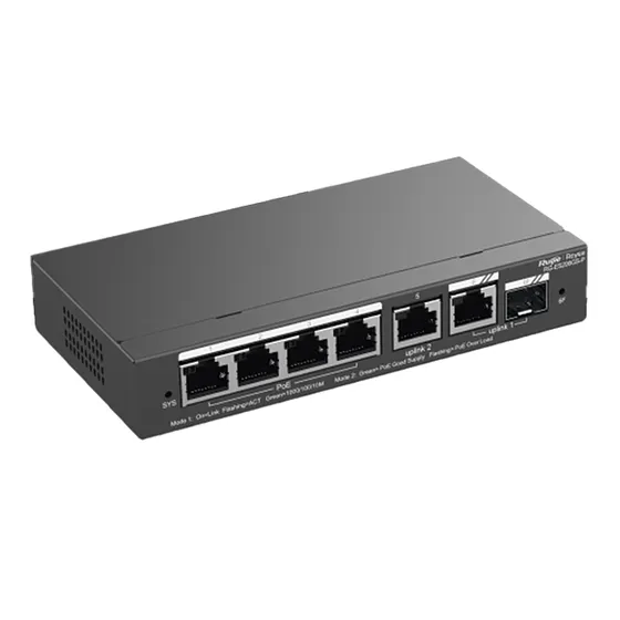 [021631] [RG-ES206GS-P] Ruijie/Reyee - SMB Switch 4 Puertos Gigabit PoE 2 Uplink Gigabit y 1 Uplink Gigabit SFP 54W