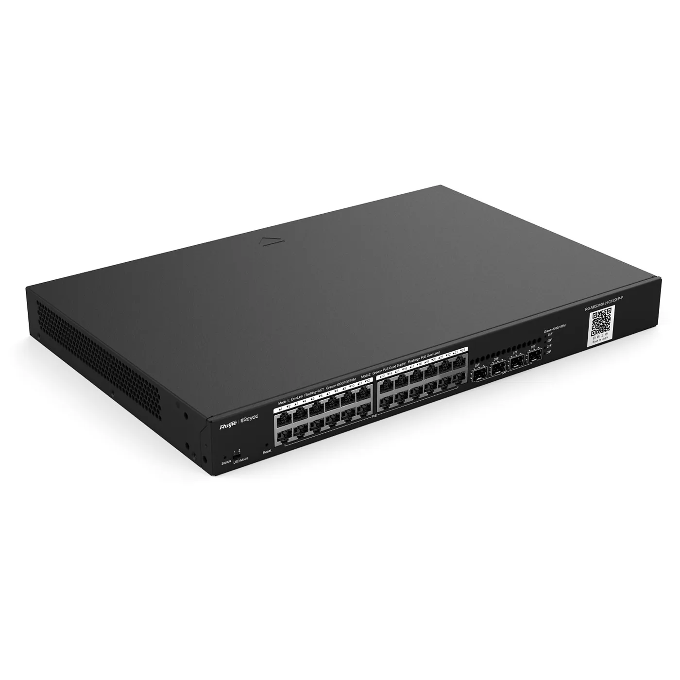 [021635] [RG-NBS3100-24GT4SFP-P-V2] Ruijie/Reyee - SMB Switch Administrable L2 Rackeable PoE+ 24 Puertos Eth 1G 4 Puertos SFP 1G 370W 8 LAG
