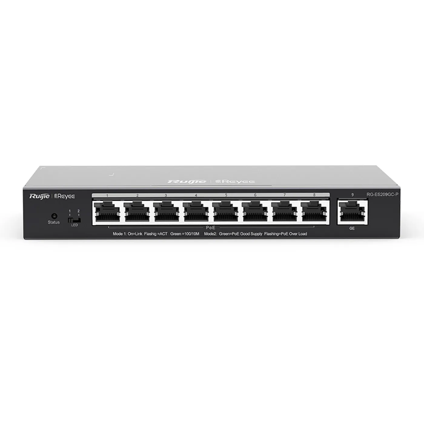 [021558] [RG-ES209GC-P] Ruijie/Reyee - SMB Switch 8 Puertos PoE+ 802.3af/at + 1 Gigabit 120W