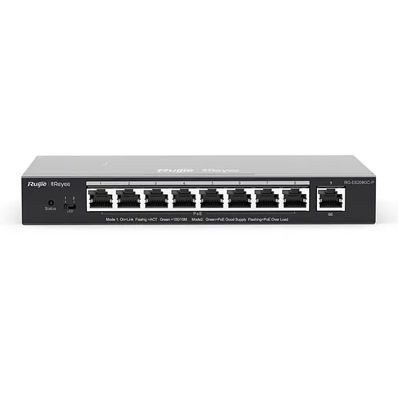 [021558] [RG-ES209GC-P] Ruijie/Reyee - SMB Switch 8 Puertos PoE+ 802.3af/at + 1 Gigabit 120W