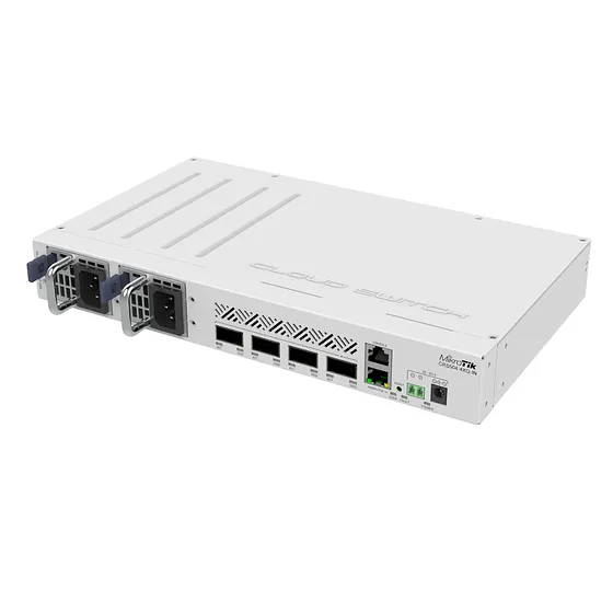 [021590] [CRS504-4XQ-IN] Mikrotik - Cloud Router Switch 4 Puertos QSFP28 de 100 Gigabit PoE en 802.3 bt (25W sin accesorios) RouterOS (solo v7)