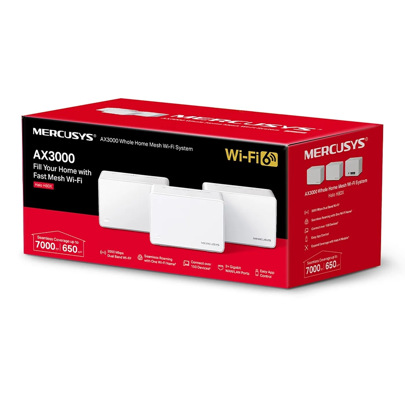 [021668] [HALO-H80X-3PACK] Mercusys - Router Inalambrico Wi-Fi 6 Doble Banda Mesh AX3000 [3 Unidades]