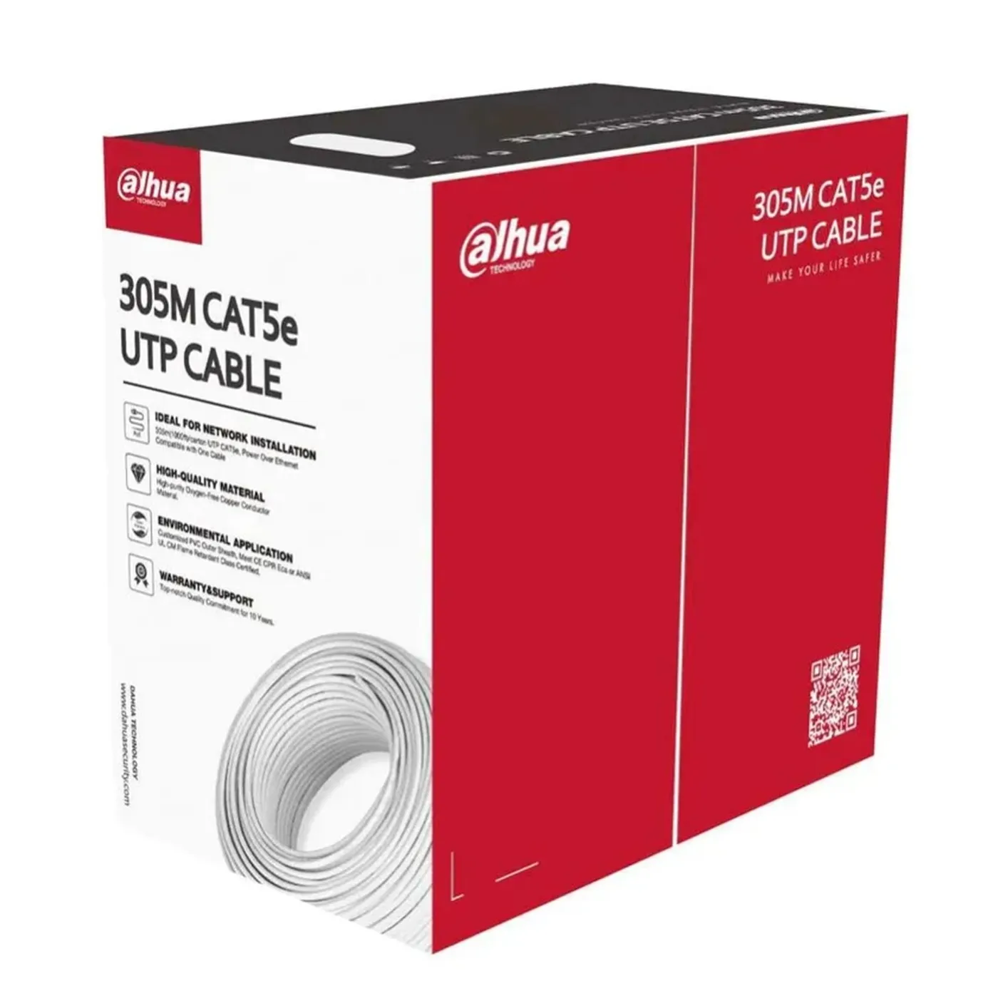 [021672] [DH-PFM920I-6UN-CN] Dahua - Cable UTP CAT6 (Categoria 6) 100% Cobre 24AWG 0.53MM Interior (Blanco) [Caja 305 Metros]