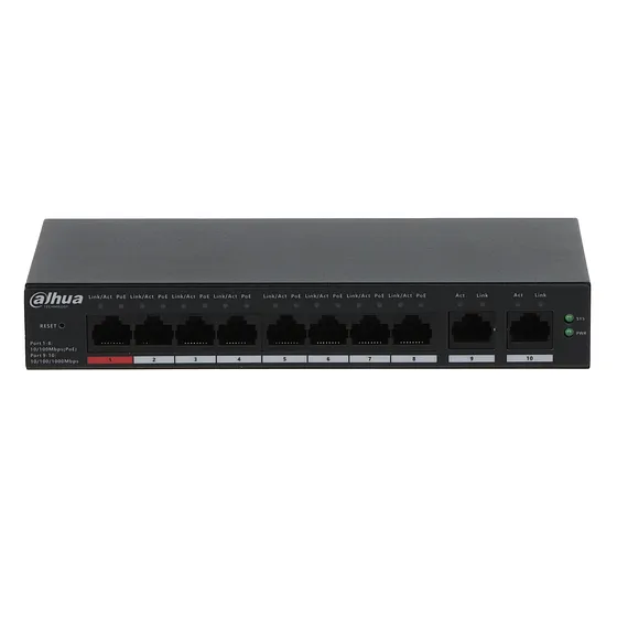 [021710] [DH-CS4010-8GT-110] Dahua - Switch Cloud L2 PoE de 10 Puertos con 8 Puertos RJ45 PoE (10/100/1000 Mbps) y 2 Puertos SFP Uplink (100/1000 Mbps) Gestión en la Nube Carcasa Metálica Total PoE 110W [Administrable]
