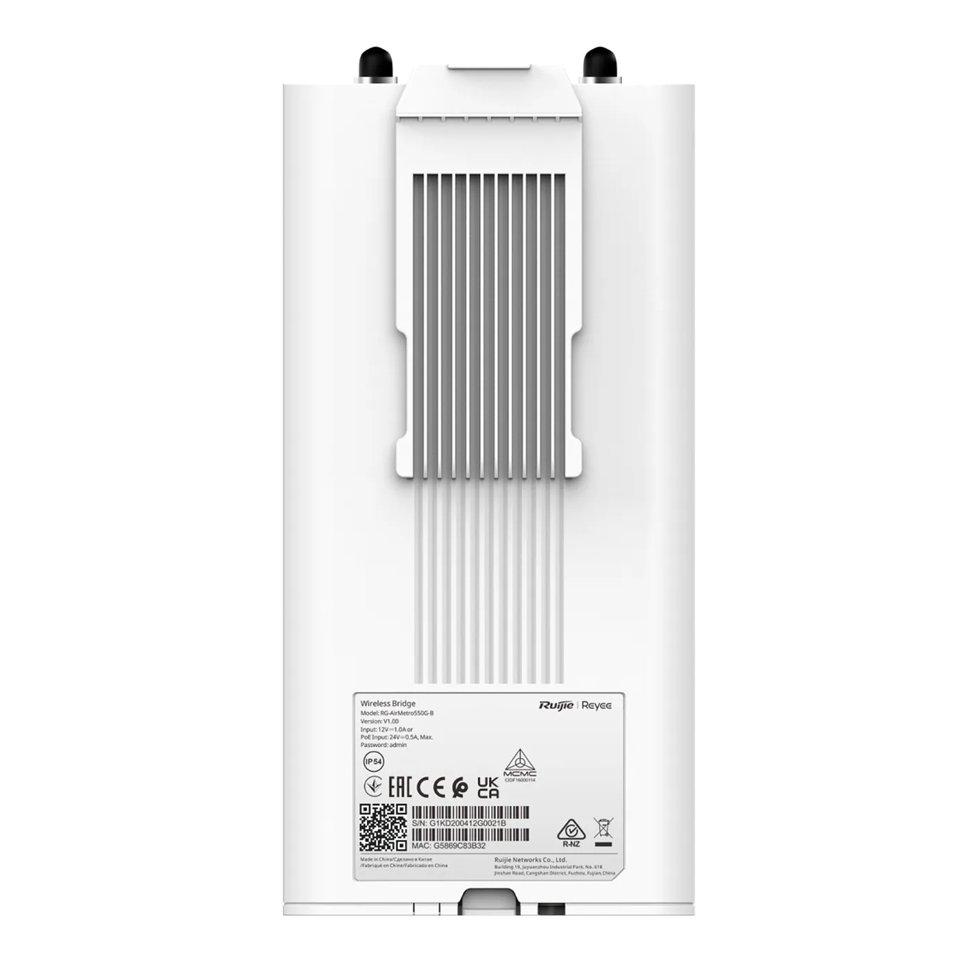 [021647] [RG-AirMetro550G-B] Ruijie/Reyee - SMB Estación Base PTP/PTMP hasta 32 Clientes WISP y CCTV 867 Mbps
