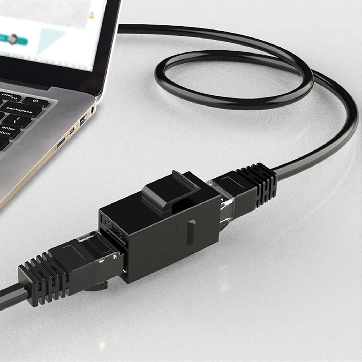 [021839] [WP-KRJ-C5BLANK] Wireplus - Conector Keystone a Presión para Patch Panel Modular CAT5e (Categoria 5e) RJ45 (Hembra a Hembra) (Negro)