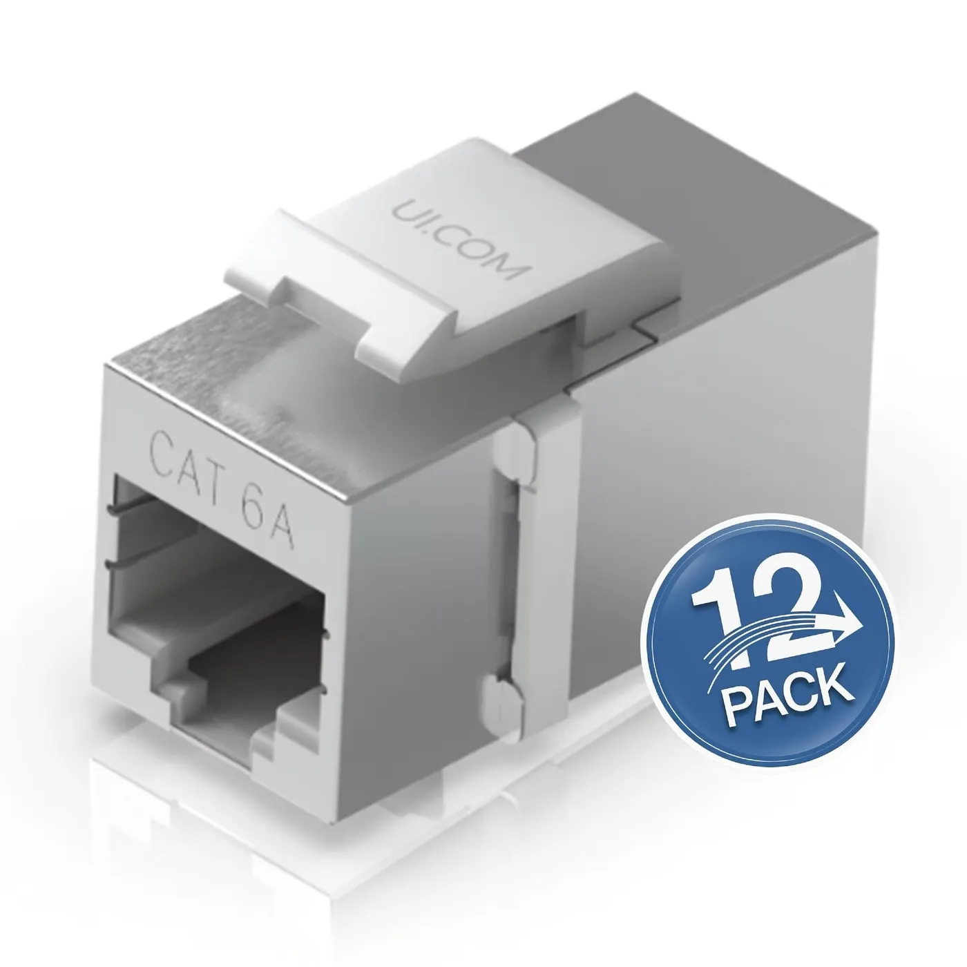 [021861] [UACC-Keystone-Coupler-C6A] Ubiquiti - Conector Keystone Jack Coupler Cat6a (Categoria 6a) de Acero Inoxidable [Plateado] [12 Unidades]