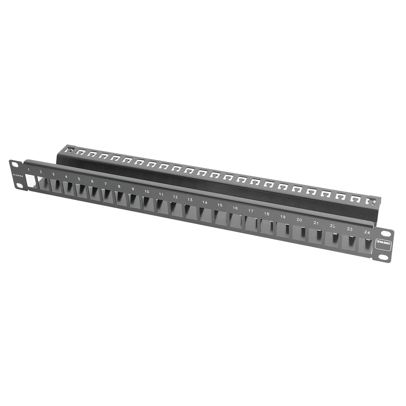 [021892] [TM-PNLZ-24-01] Siemon - Patch Panel Tera Max Blindado de 24 Puertos Modular (Vacio) Plano 1UR [Negro]
