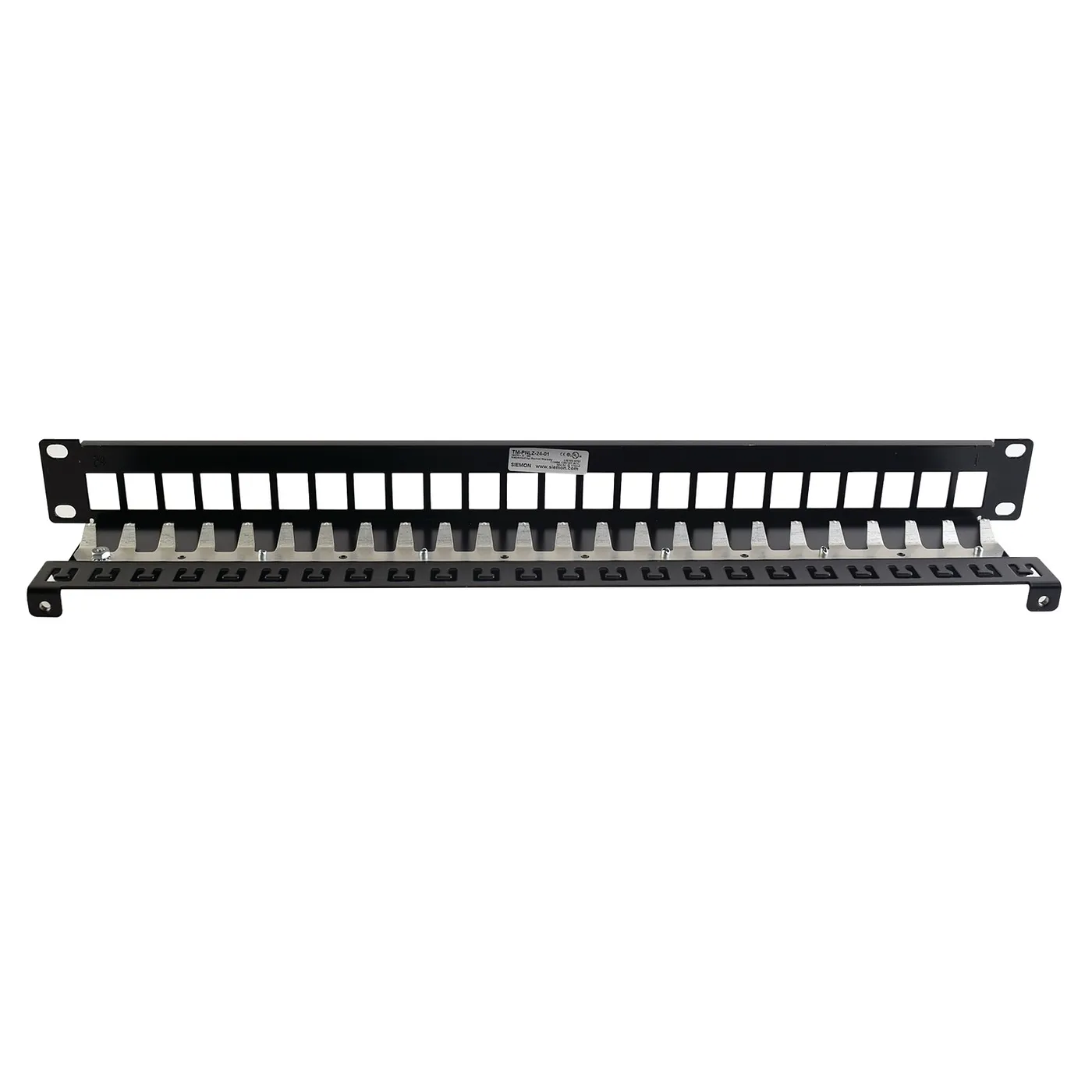 [021892] [TM-PNLZ-24-01] Siemon - Patch Panel Tera Max Blindado de 24 Puertos Modular (Vacio) Plano 1UR [Negro]