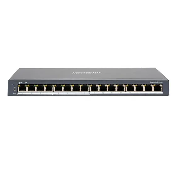 [021789] [DS-3E0516P-O(O-STD)] Hikvision - Switch Gigabit de 16 Puertos con 8 Puertos POE+ 8 Puertos Gigabit