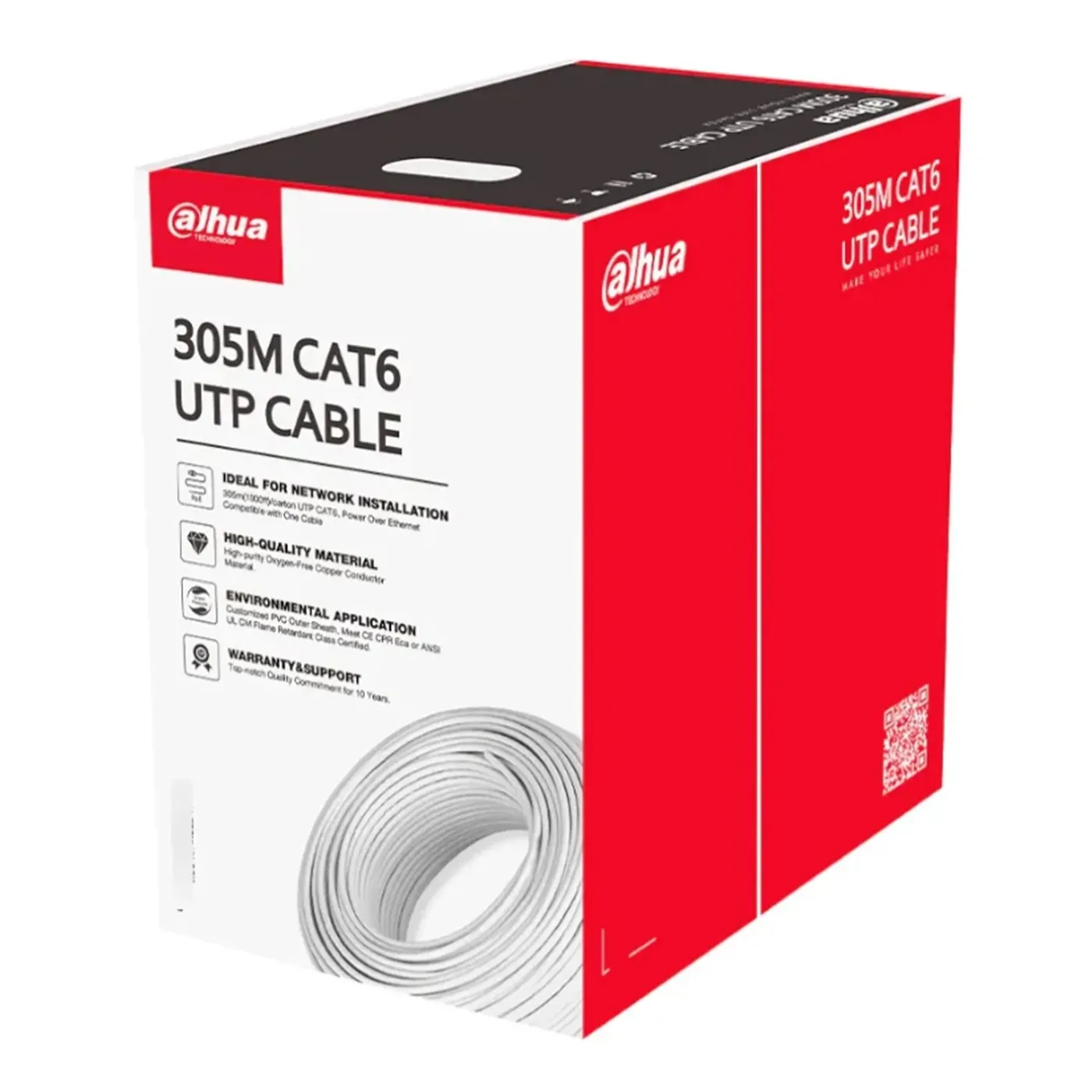 [021981] [DH-PFM920I-6UN-C-white] Dahua - Cable UTP CAT6 (Categoria 6) 100% Cobre Interior 0.53MM Blanco [Caja 305 Metros]