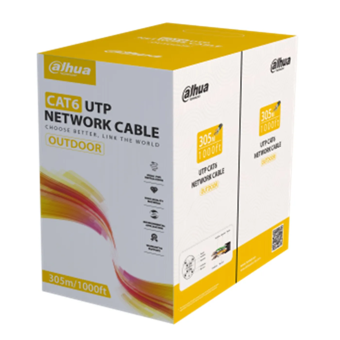 [022004] [DH-PFM920-6UN] Dahua - Cable UTP CAT6 (Categoria 6) 100% Cobre 0.45MM 24 AWG Exterior (Negro) [Caja 305 Metros]
