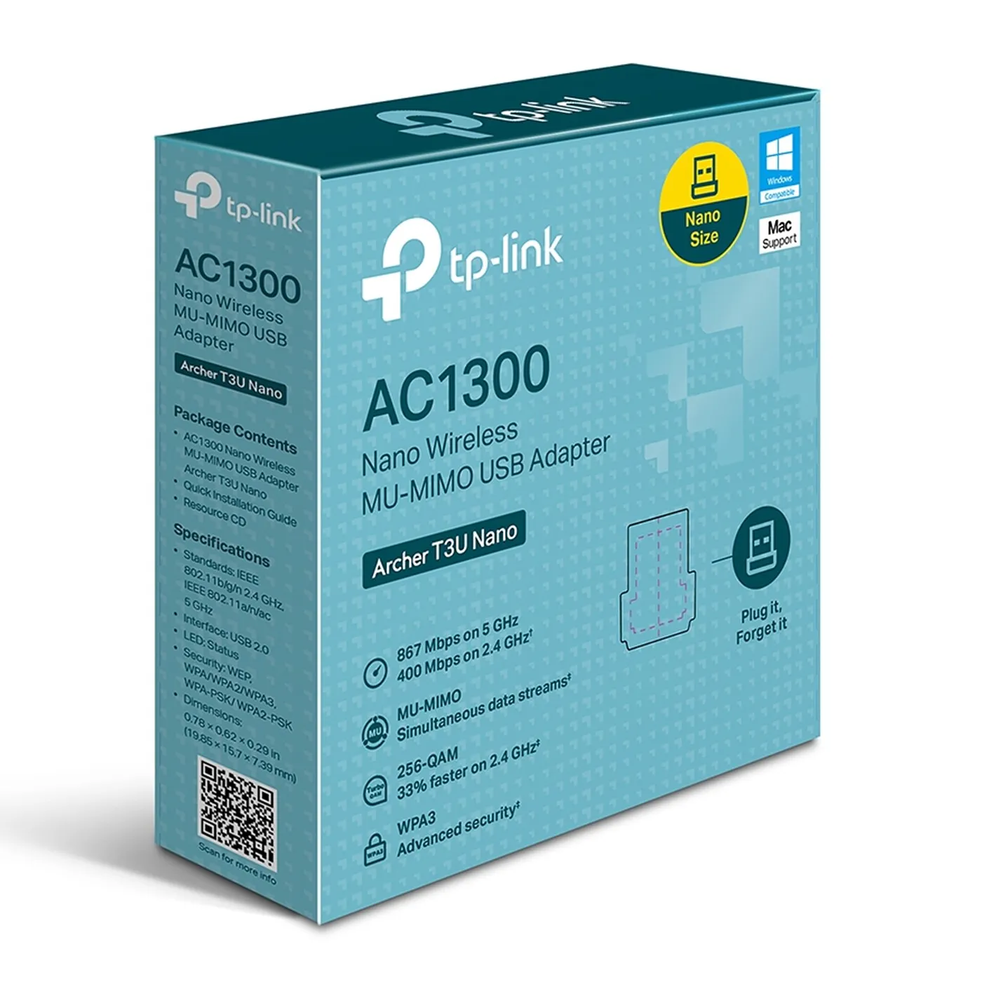 [021926] [T3U-NANO-ARCHER] TP-Link - Adaptador USB Inalambrico WiFi Doble Banda de Alta Ganancia AC1300 MU-MIMO