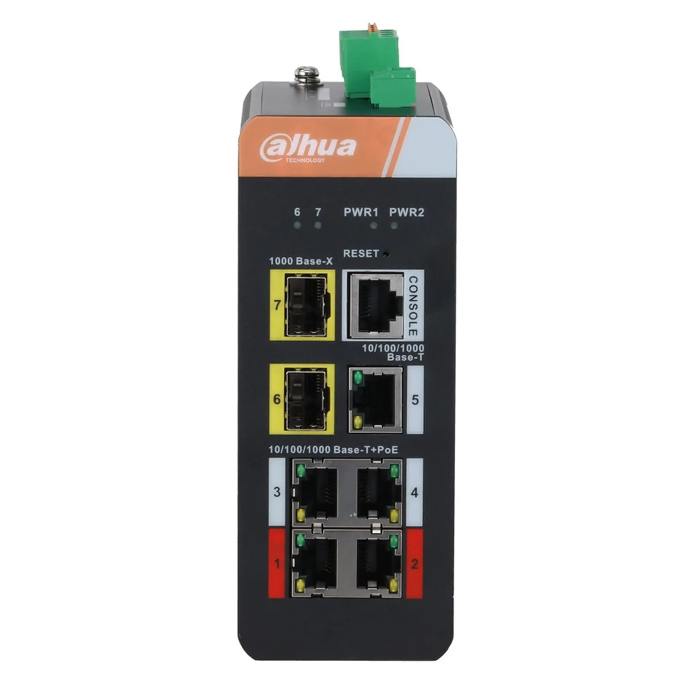 [021936] [DH-IS4207-4GT-120] Dahua - Switch Cloud L2 Industrial PoE de 7 Puertos con 4 Puertos RJ-45 PoE (Gigabit) y 2 Puertos SFP (1000 Mbps) Gestión en Nube Carcasa Metálica Total PoE 120W [Administrable]