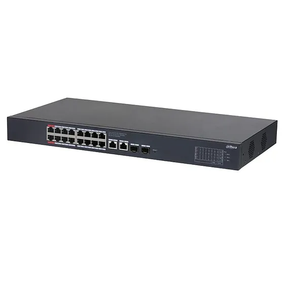 [021945] [DH-CS4220-16GT-190] Dahua - Switch Cloud L2 PoE de 20 Puertos con 16 Puertos RJ-45 PoE (Gigabit) 2 Puertos RJ-45 Uplink (Gigabit) y 2 Puertos SFP Uplink (1000 Mbps) Gestión en la Nube Carcasa Metálica Total PoE 190W [Administrable]