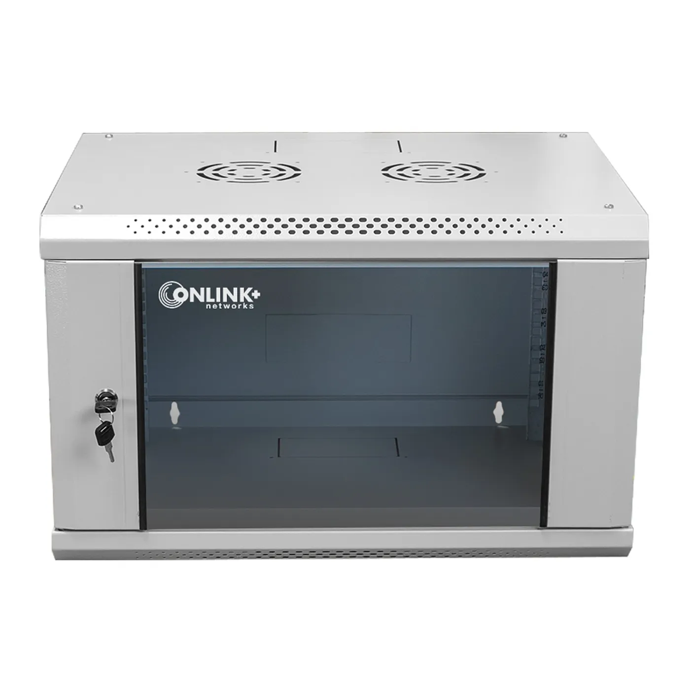 [022061] [WM6406-450-RAL7035] Onlink - Rack de Pared [6U] Cerrado Fijo 600x 450x368mm con 3 Cerraduras y Puerta de Vidrio [Gris Luminoso]