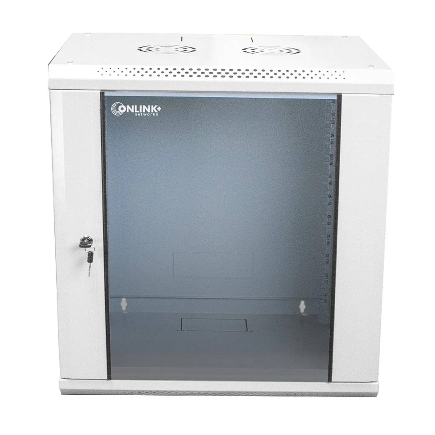 [022063] [WM6412-450-RAL7035] Onlink - Rack de Pared [12U] Cerrado Fijo 600x450x635mm con 3 Cerraduras y Puerta de Vidrio [Gris Luminoso]