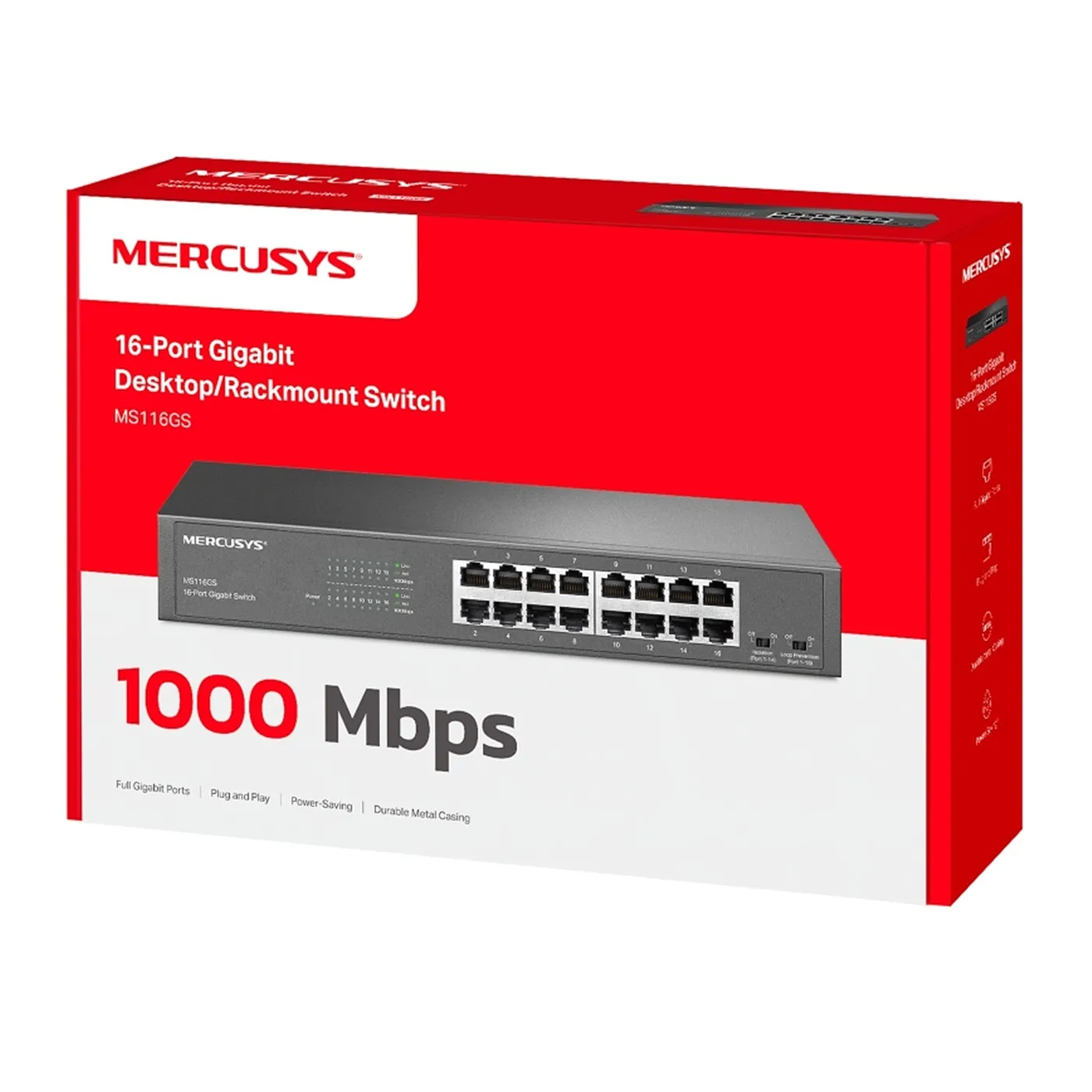 [022077] [MS116GS] Mercusys - Switch de Escritorio/Rack de 16 Puertos Gigabit