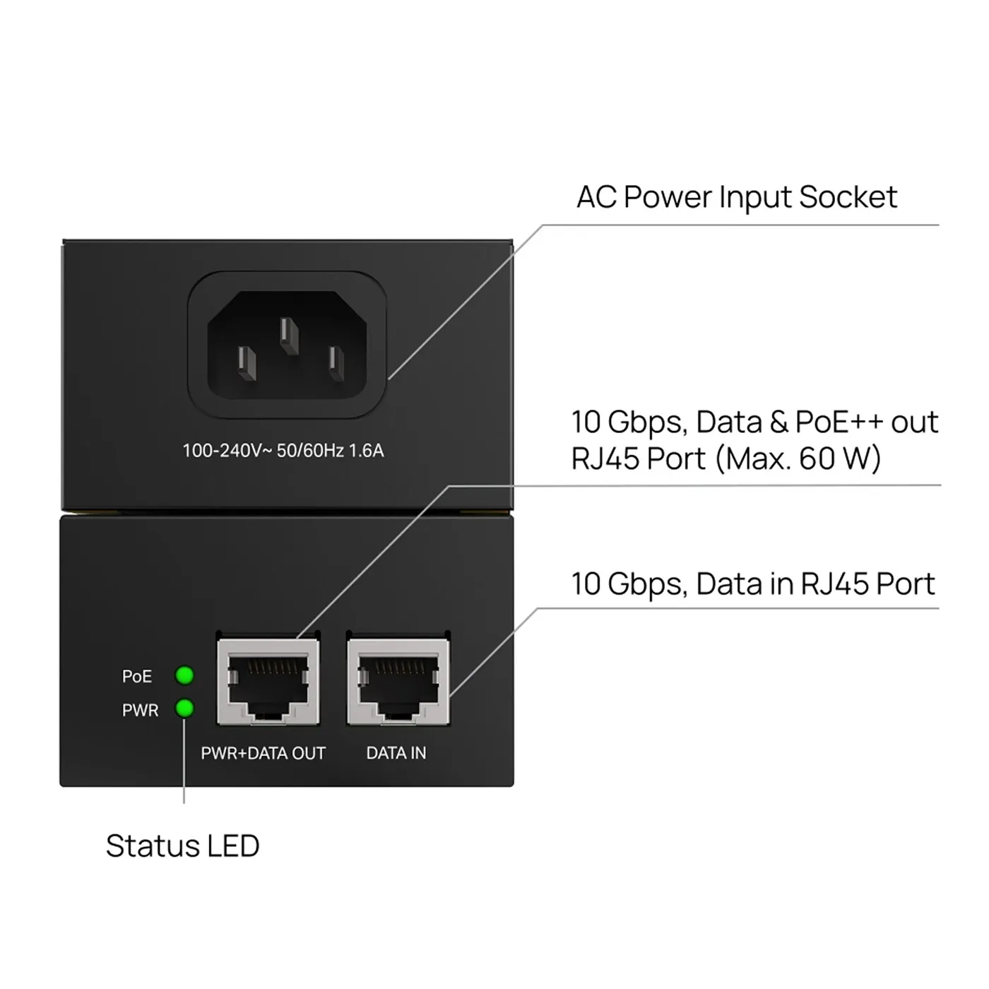 [022059] [POE370S] TP-Link - Inyector PoE++ 10G de 60W [Omada]