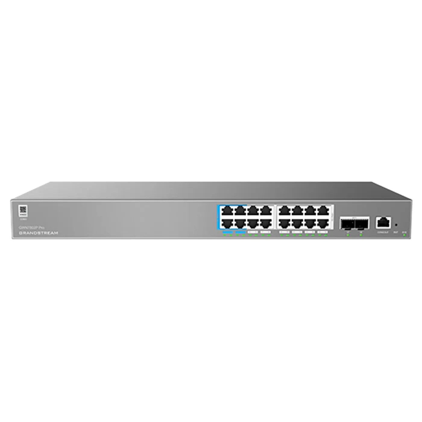 [022160] [GWN7802P Pro] Grandstream - Switch PoE Administrable switch Capa 2++ con 16 puertos Gigabit Ethernet y 2 puertos SFP+ 16 puertos PoE IEEE 802.3af/at/bt presupuesto total de 250W capacidad de conmutación de 72Gbps
