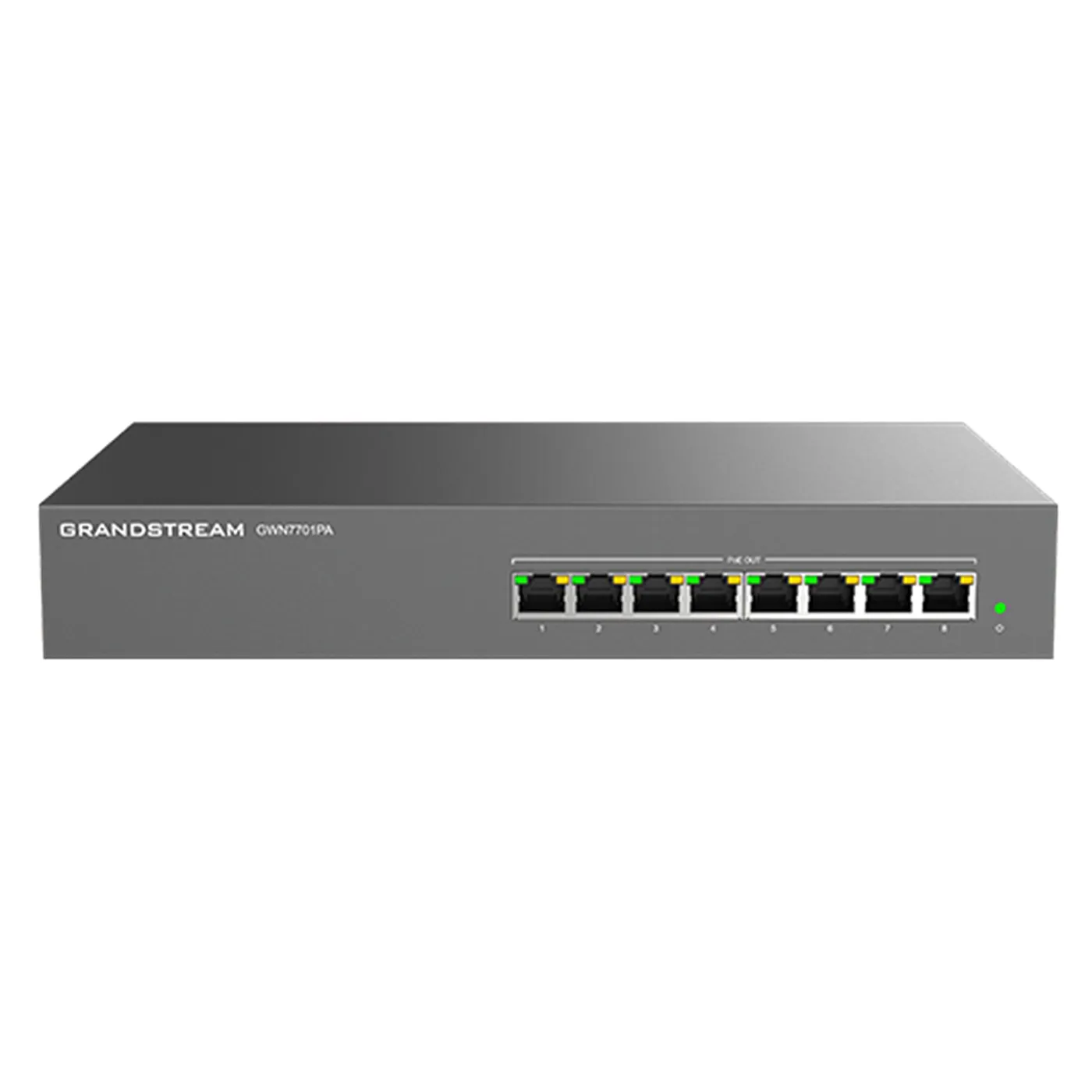 [022164] [GWN7701PA] Grandstream - Switch PoE No Administrable 8 puertos RJ45 10/100/1000 Mbps 8 puertos PoE IEEE 802.3af y 802.3at presupuesto total de 145W capacidad de conmutación de 16Gbps