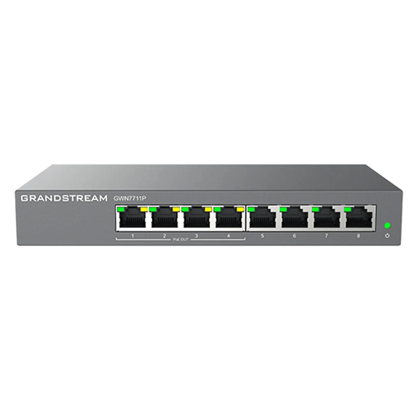 [022172] [GWN7711P] Grandstream - Switch PoE Administrable switch administrado L2 Lite con 8 puertos Gigabit Ethernet 4 puertos con salida PoE 802.3af/at presupuesto de 60W capacidad de conmutación de 16Gbps