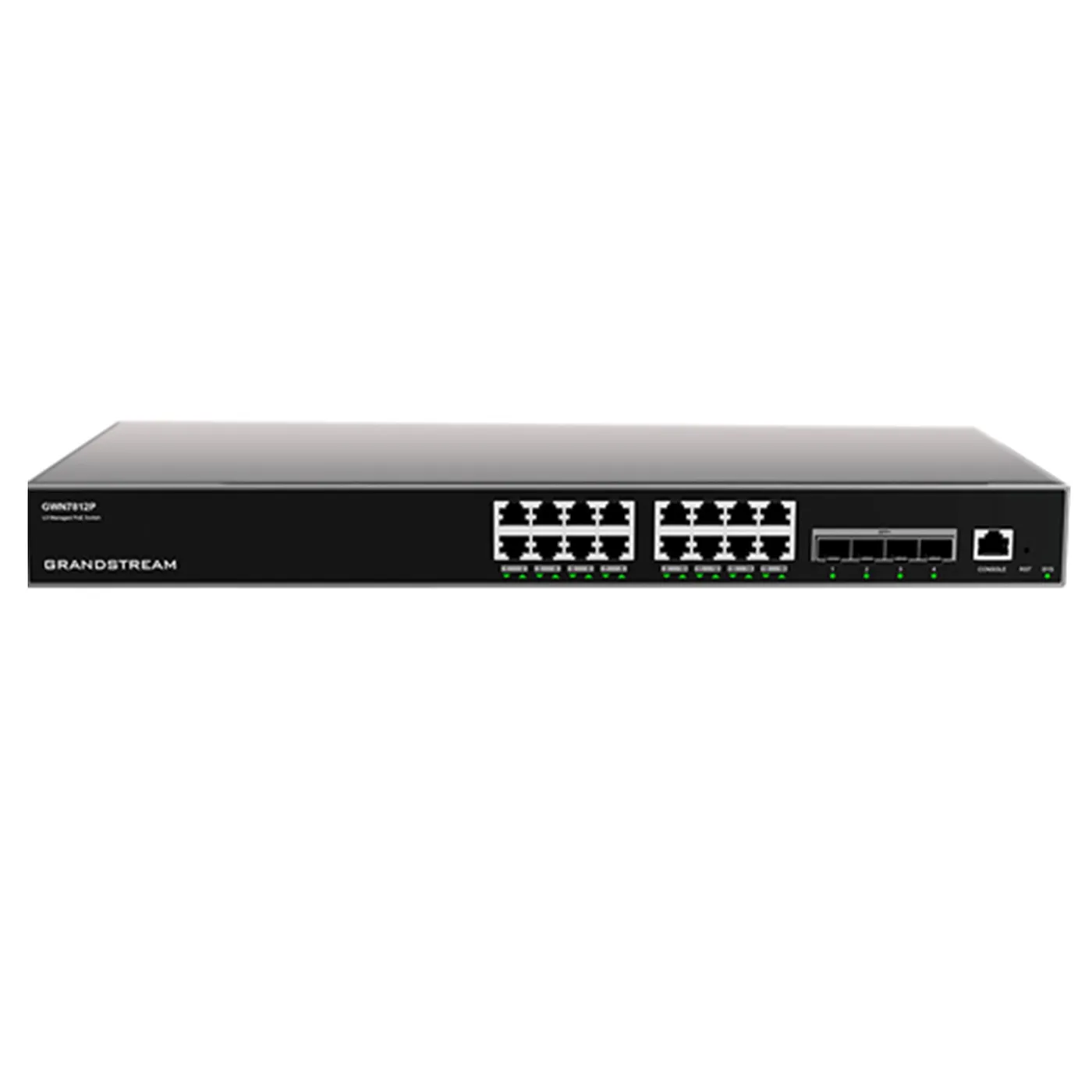 [022176] [GWN7812P] Grandstream - Switch PoE Capa 3 16 puertos Gigabit Ethernet y 2 puertos SFP+ de 10 Gigabit 16 puertos PoE IEEE 802.3af/at presupuesto total de 240W capacidad de conmutación de 112Gbps