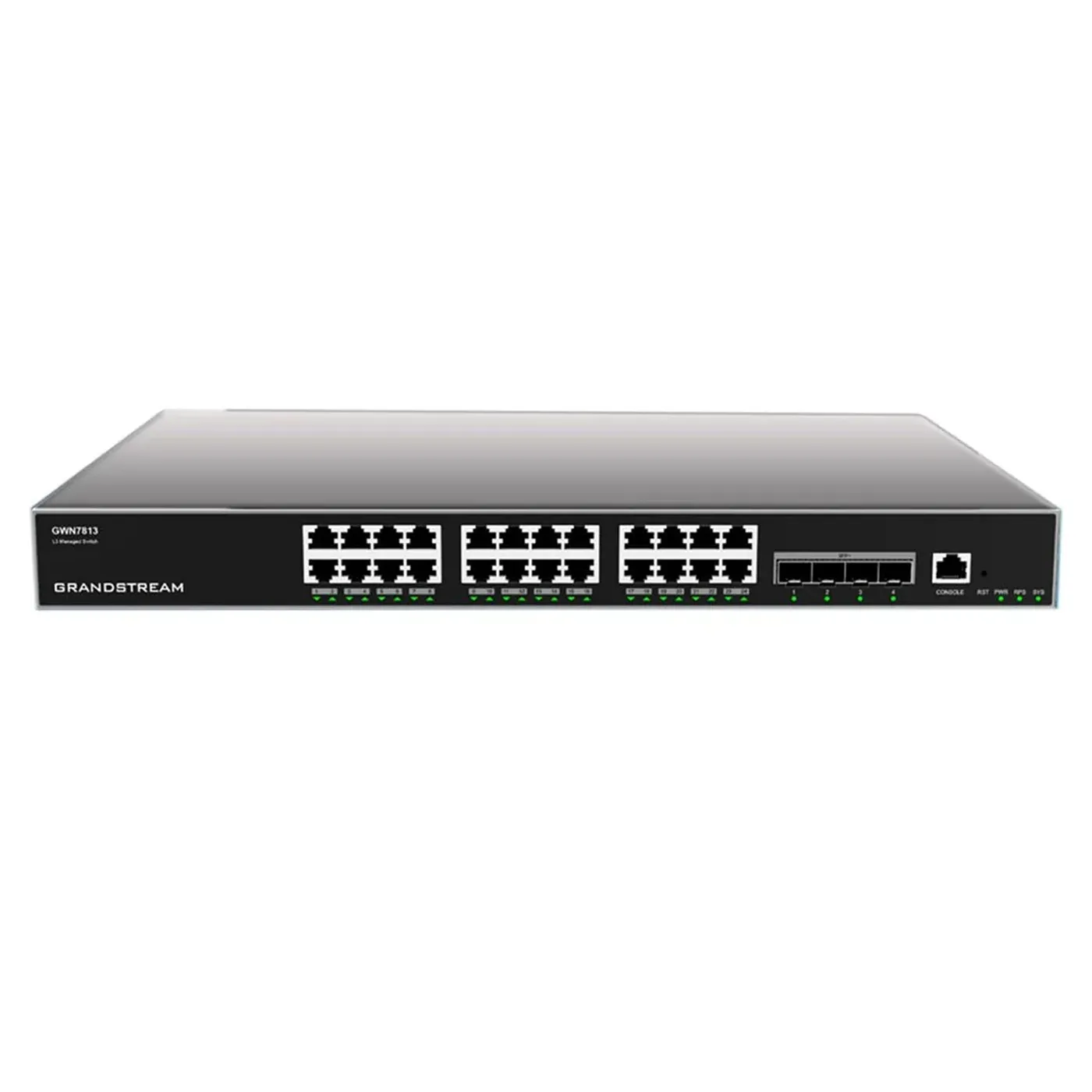 [022186] [GWN7813] Grandstream - Switch Capa 3 24 puertos Gigabit Ethernet y 4 puertos SFP+ de 10 Gigabit capacidad de conmutación de 128Gbps sin PoE