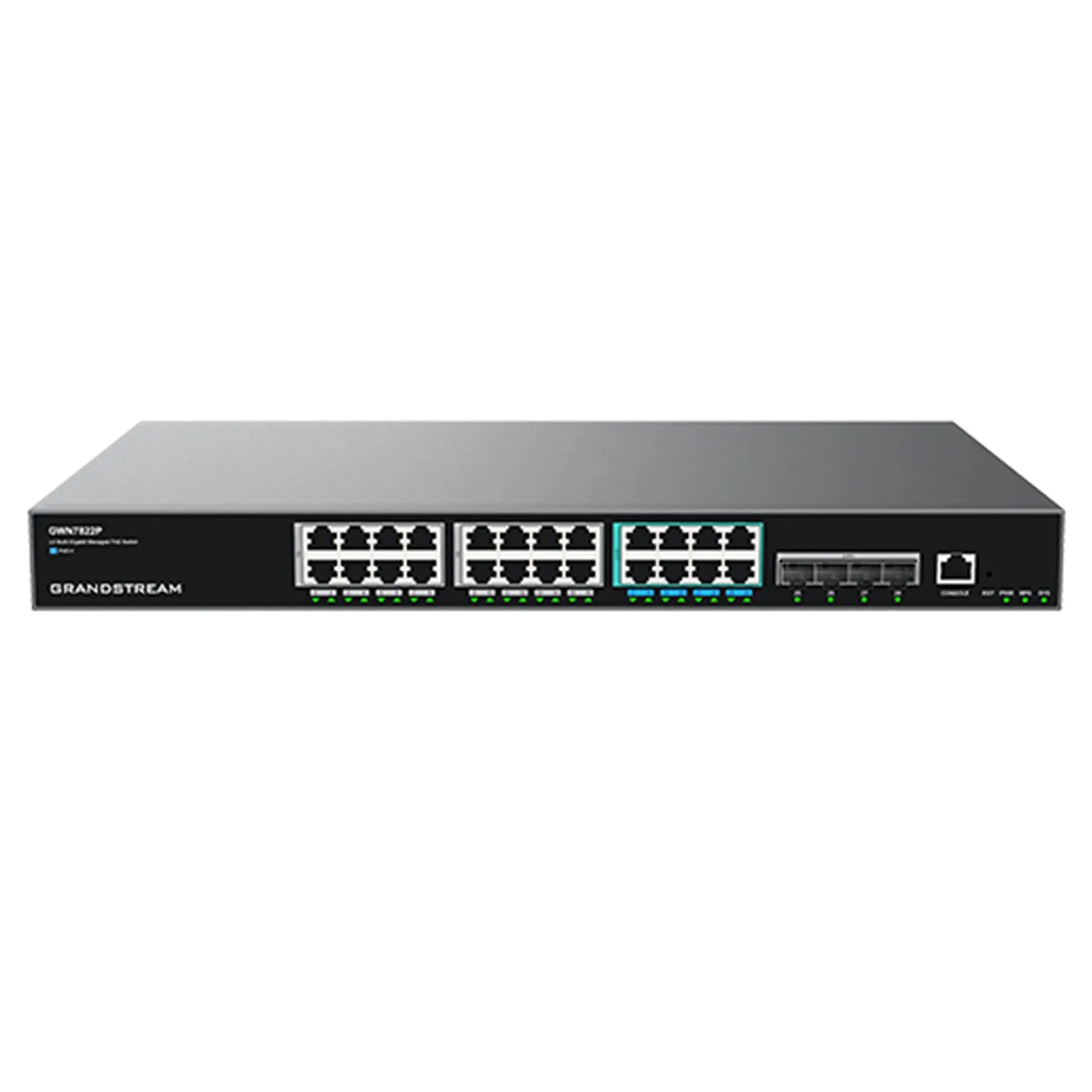 [022188] [GWN7822P] Grandstream - Switch PoE Capa 3 16 puertos de 1G y 8 puertos de 2.5G más 4 puertos SFP+ 24 puertos PoE IEEE 802.3af/at/bt presupuesto total de 360W capacidad de conmutación de 152Gbps