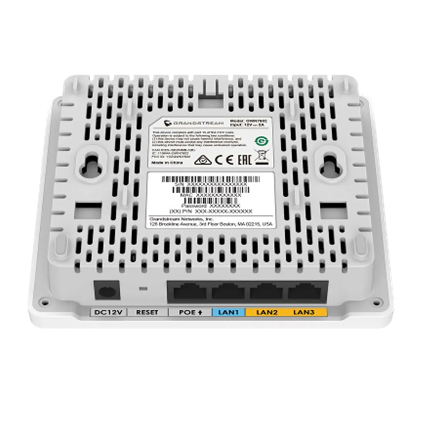 [022138] [GWN7603] Grandstream - Punto de Acceso Wi-Fi 5 802.11a/b/g/n/ac Wave-2 rendimiento agregado de 1.27Gbps 2.4GHz 300Mbps 2x2:2 MU-MIMO 5GHz 867Mbps 2x2:2 MU-MIMO más de 100 clientes cobertura hasta 100 metros 4 puertos Gigabit uno con PoE/PoE+ y 2