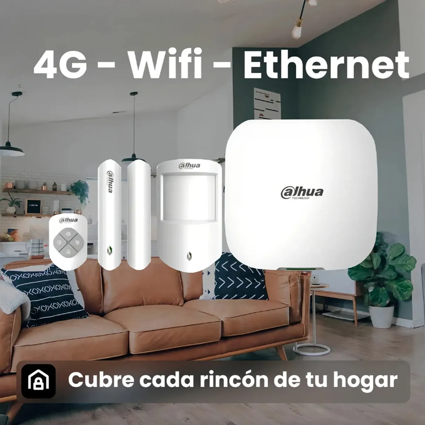 [040149] [DHI-ART-ARC3000H-03-FW2] Dahua - Kit de Alarma Inalámbrico con Wi-Fi Ethernet 3G 4G (Dual SIM) Admite 150 Canales Periféricos Inalámbricos Frecuencia 433MHz (Incluye Panel de Alarma Sensor de Movimiento Contacto Magnético y Control Remoto)