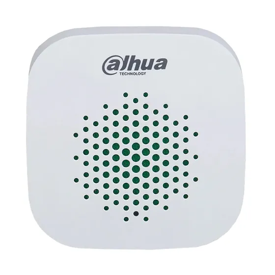 [040164] [DHI-ARA12-W2] Dahua - Sirena Inalámbrica Interior 85 dB 3 Niveles de Volumen Led Indicador Alarma de Batería Baja Medición de Temperatura Frecuencia 868.0 MHz–868.6 MHz [Bateria 2 x CR123A]