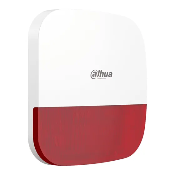 [040165] [DHI-ARA13-W2] Dahua - Sirena Inalámbrica para Exterior con Estrobo Rojo 110dB Múltiples Sonidos de Alarma (Fuego Intrusión Pánico Médica) IP65 Alarma de Batería Baja Frecuencia 433MHz [Bateria 4 x CR123A]