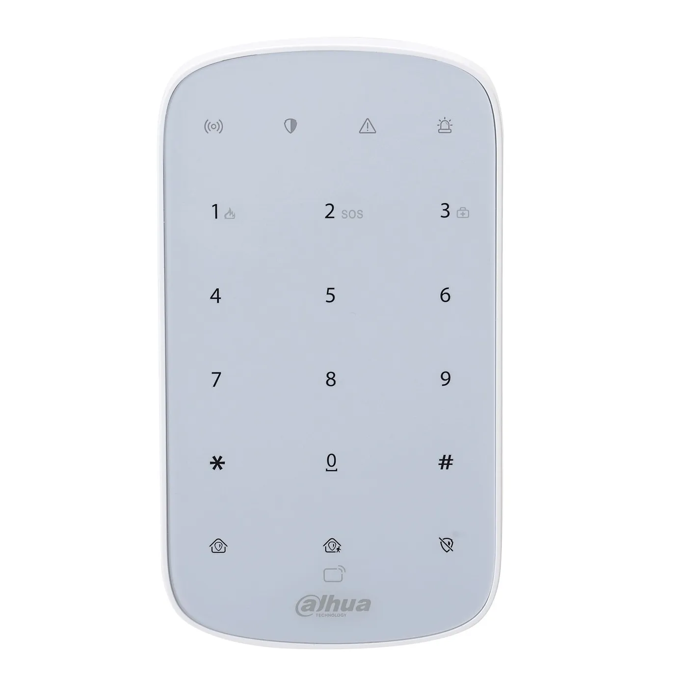 [040166] [DHI-ARK30T-W2] Dahua - Teclado Inalámbrico Interior Táctil para Armado y Desarmado Soporta hasta 32 Usuarios con Pin o Tarjetas (IC Mifare) Indicadores Led de Status del Panel Alarma de Batería Baja Frecuencia 433MHz [Bateria 4 x AA]