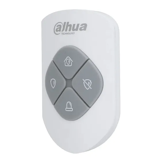 [040167] [DHI-ARA24-W2] Dahua - Control Remoto Tipo Llavero de 4 Botones Armado Desarmado En Casa Emergencia Función de Salto de Frecuencia Led Indicador de Estado Color Rojo o Verde Frecuencia 433MHz [Bateria 1 x CR2032]