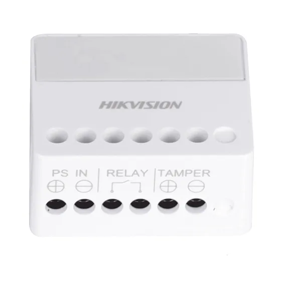 [040039] [DS-PM1-O1L-WB] Hikvision - Relevador Inalámbrico 1 Entrada de Alarma 24/7  1 Salida de Relevador 0 a 36 VCD [Max. 5 A]