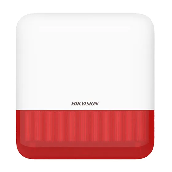 [040073] [DS-PS1-E-WB/Red] Hikvision - Sirena Inalámbrica con Estrobo Rojo para Exterior 110 dB AXPRO