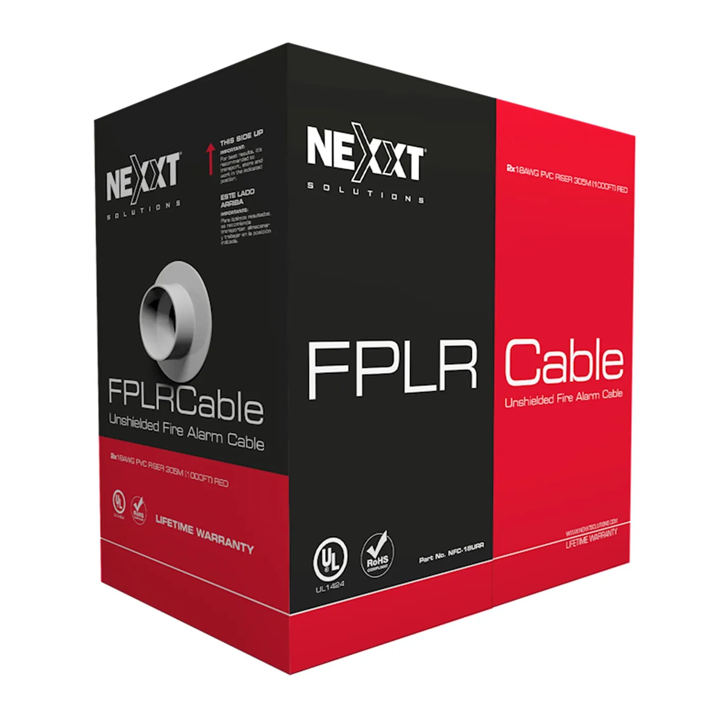 [040224] [FI000NXT04] Nexxt - Cable de Alarma/Fuego Blindado 1 Par 16AWG FPLR PVC (Rojo) [305m/1000ft]