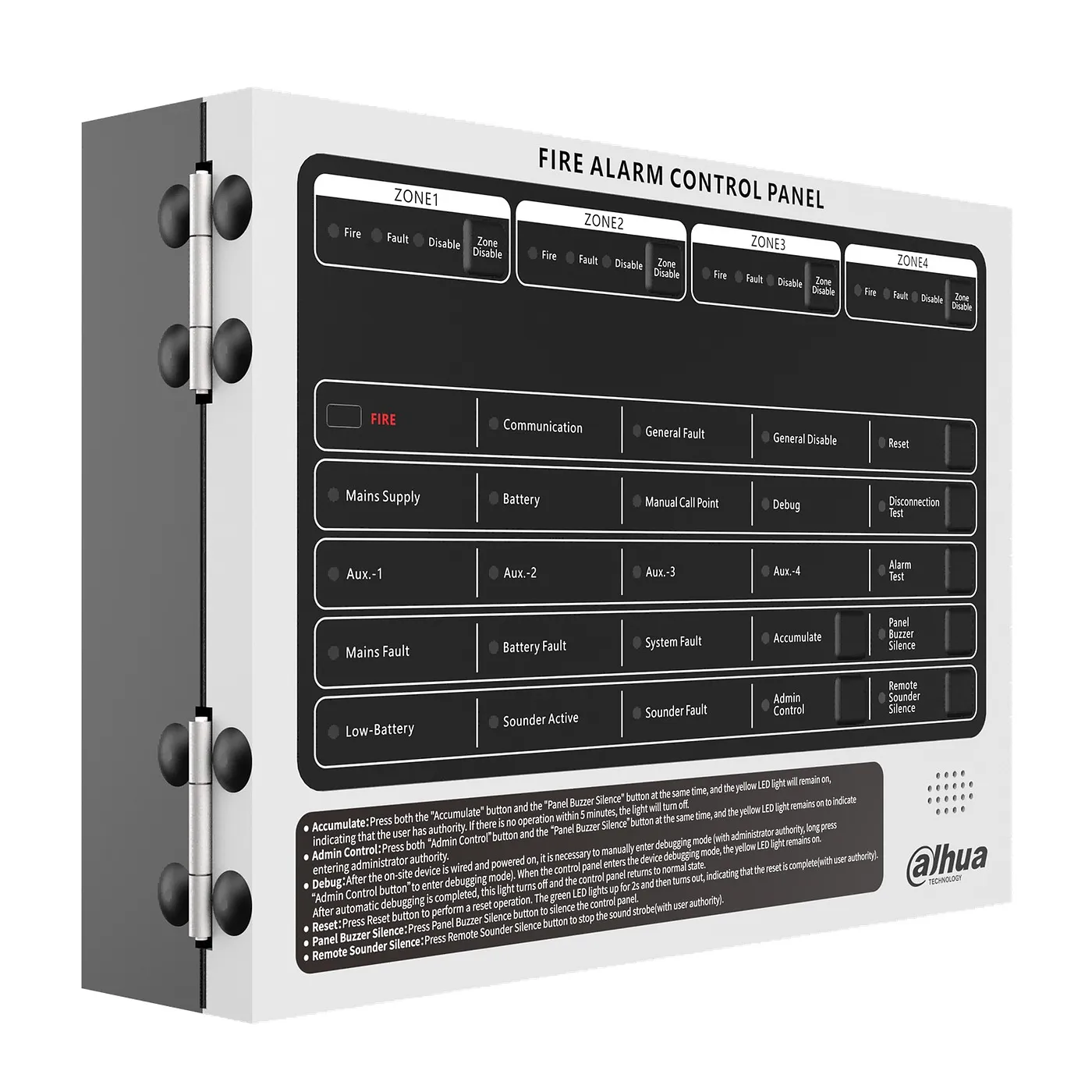 [040195] [DHI-HY-C102-4] Dahua - Panel de Control de Alarma Contra Incendios Convencional de 4 Zonas Interfaz Ethernet Interfaz RS-485 Alimentación principal de 90 VCA a 270 VCA [WisuAlarm]