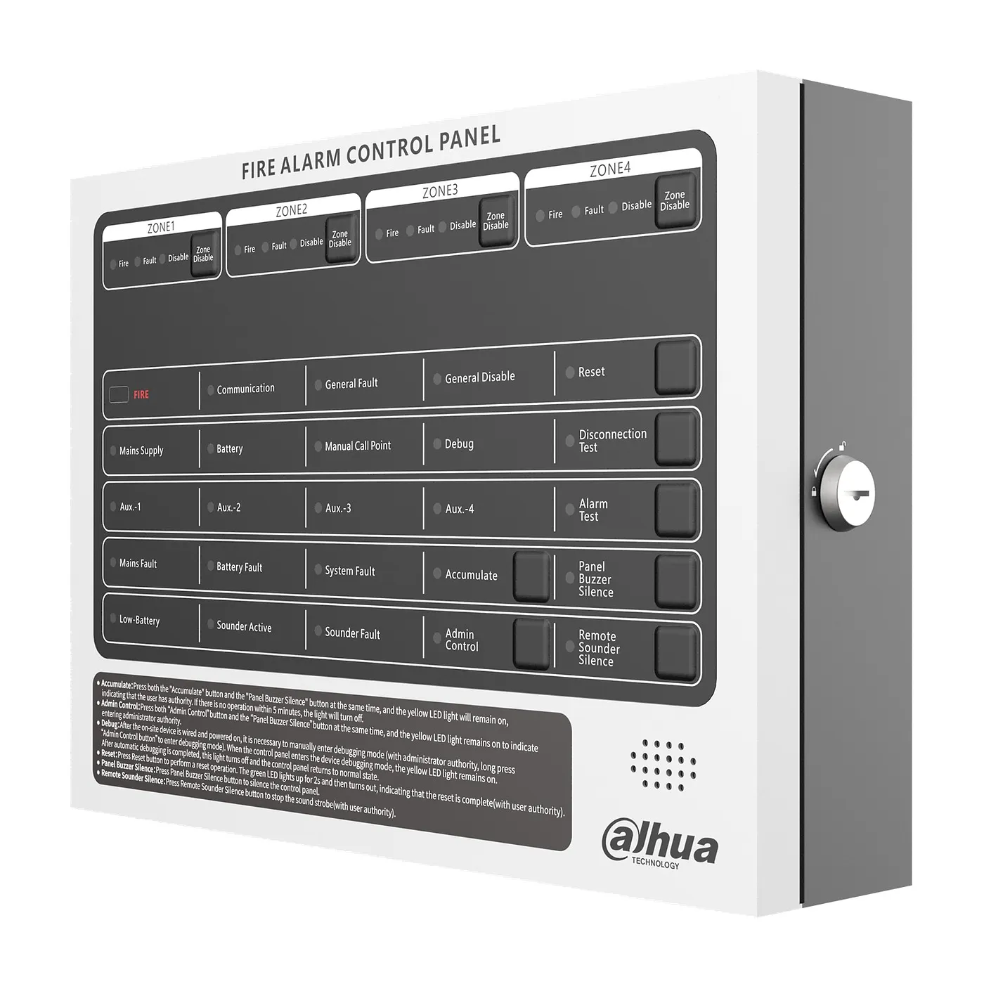 [040195] [DHI-HY-C102-4] Dahua - Panel de Control de Alarma Contra Incendios Convencional de 4 Zonas Interfaz Ethernet Interfaz RS-485 Alimentación principal de 90 VCA a 270 VCA [WisuAlarm]