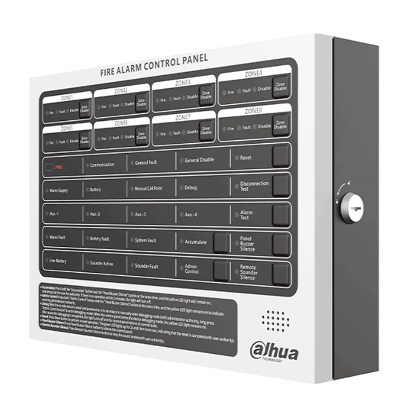 [040196] [DHI-HY-C102-8] Dahua - Panel de Control de Alarma Contra Incendios Convencional de 8 Zonas Interfaz Ethernet Interfaz RS-485 Alimentación principal de 90 VCA a 270 VCA [WisuAlarm]