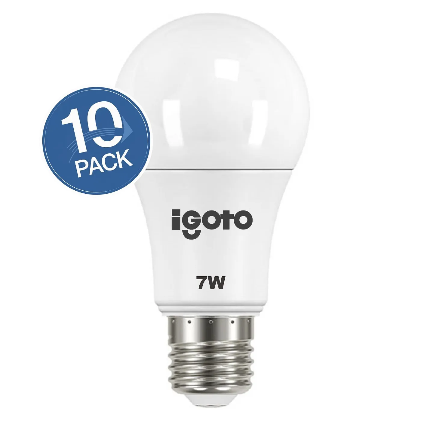 [050164] [IG-BL7W-10PACK] Igoto - Bombillo LED Bulbo 7W 6500K Luz Fria Rosca E27 [10 Unidades]