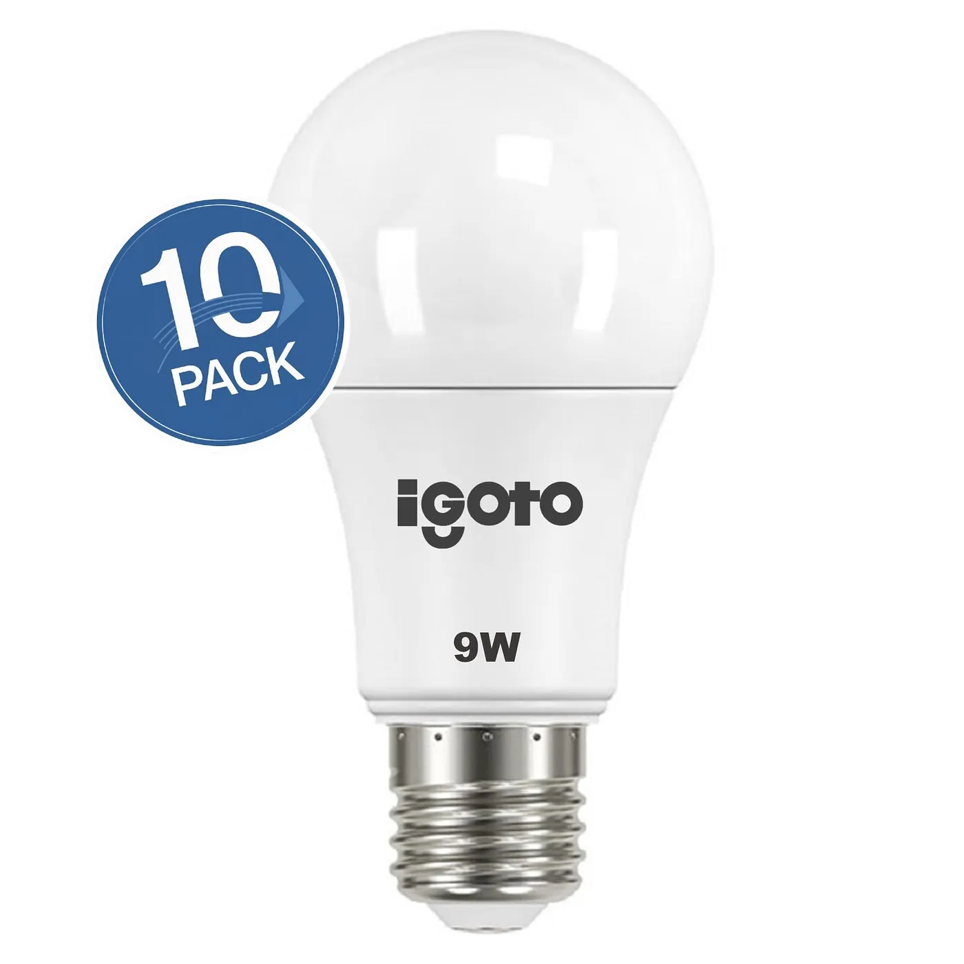 [050165] [IG-BL9W-10PACK] Igoto - Bombillo LED Bulbo 9W 6500K Luz Fria Rosca E27 [10 Unidades]