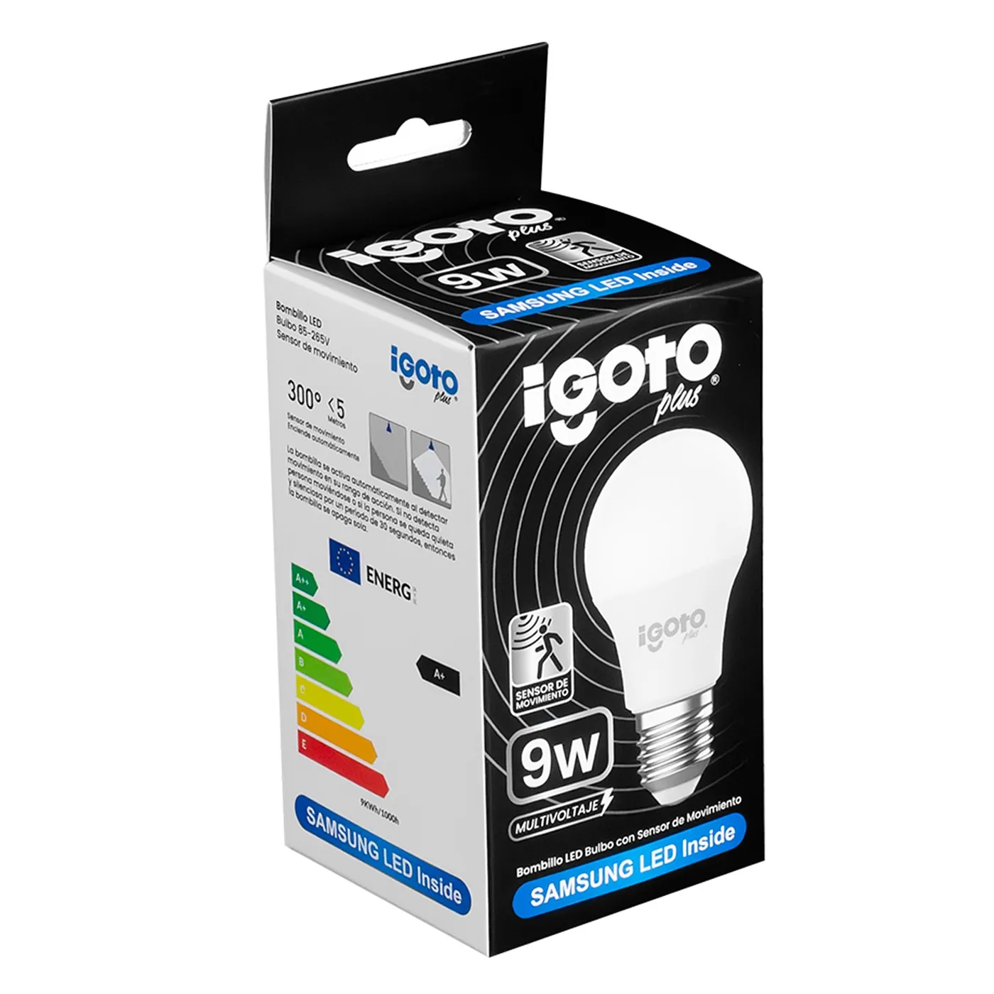 [050771] [IG-BLMS9W] Igoto - Bombillo LED Bulbo 9W 6500K Luz Fria Rosca E27 con sensor de movimiento